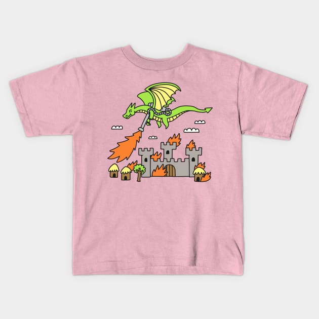 Dragon with a Flamethrower Kids T-Shirt by obinsun